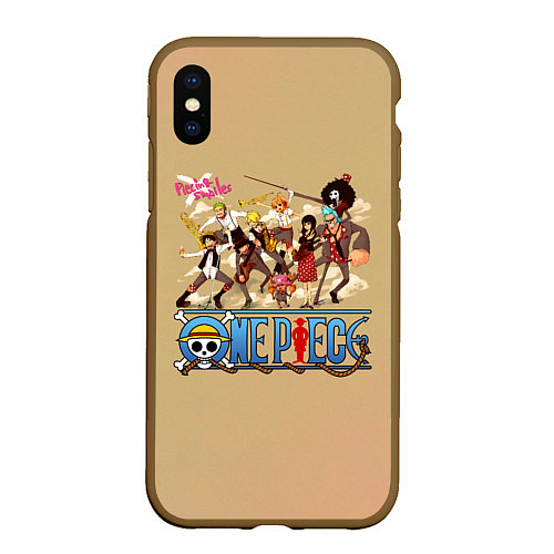 Чехол iPhone XS Max матовый Пираты Соломенной Шляпы One Piece / 3D-Коричневый – фото 1