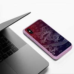 Чехол iPhone XS Max матовый Традиционный китайский дракон, цвет: 3D-сиреневый — фото 2