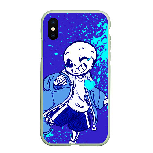 Чехол iPhone XS Max матовый UNDERTALE SANS BLUE / 3D-Салатовый – фото 1