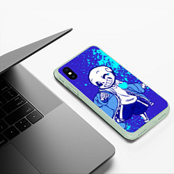 Чехол iPhone XS Max матовый UNDERTALE SANS BLUE, цвет: 3D-салатовый — фото 2