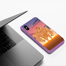 Чехол iPhone XS Max матовый Мем собака качок DOGE, цвет: 3D-фиолетовый — фото 2