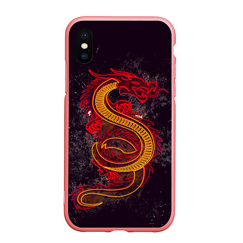 Чехол iPhone XS Max матовый НЕОНОВЫЙ ДРАКОН, 3d / 3D-Баблгам – фото 1