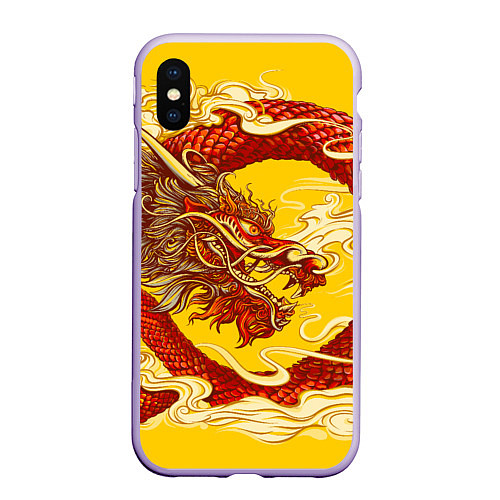 Чехол iPhone XS Max матовый Китайский Дракон, China Dragon / 3D-Светло-сиреневый – фото 1