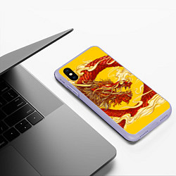 Чехол iPhone XS Max матовый Китайский Дракон, China Dragon, цвет: 3D-светло-сиреневый — фото 2