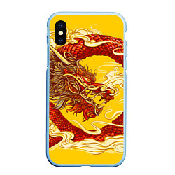 Чехол iPhone XS Max матовый Китайский Дракон, China Dragon, цвет: 3D-голубой