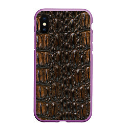 Чехол iPhone XS Max матовый Рептилоид, цвет: 3D-фиолетовый