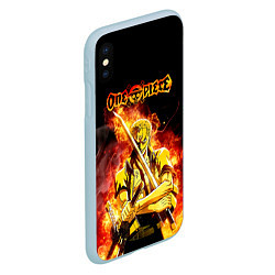 Чехол iPhone XS Max матовый Зоро в огне One Piece Большой куш, цвет: 3D-голубой — фото 2