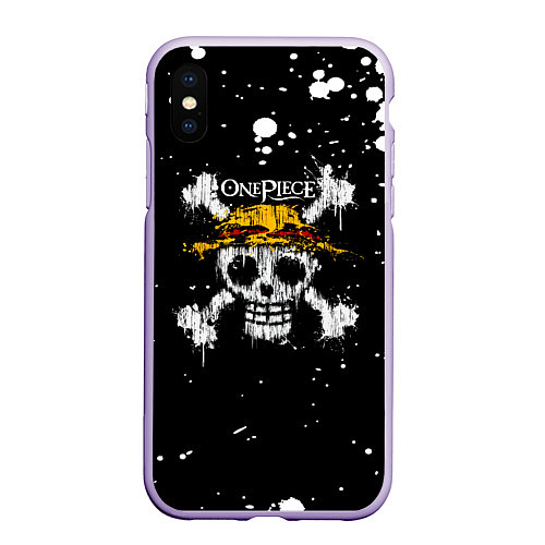 Чехол iPhone XS Max матовый Весылый Роджер One Piece / 3D-Светло-сиреневый – фото 1