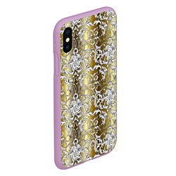 Чехол iPhone XS Max матовый Versace gold & white, цвет: 3D-сиреневый — фото 2