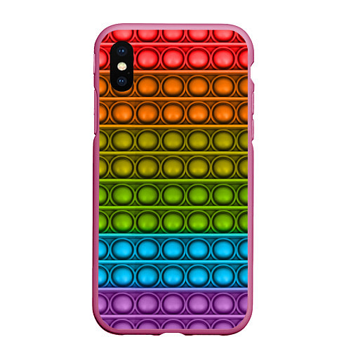 Чехол iPhone XS Max матовый ИГРУШКА POP it / 3D-Малиновый – фото 1