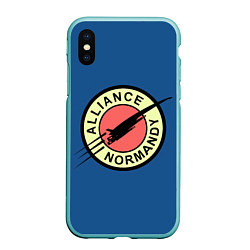 Чехол iPhone XS Max матовый Mass effect x Futurama, цвет: 3D-мятный