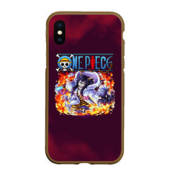 Чехол iPhone XS Max матовый Цезарь Клаун One Piece, цвет: 3D-коричневый