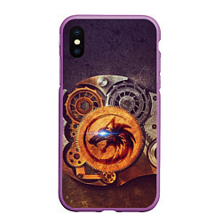 Чехол iPhone XS Max матовый МЕХАНИЧЕСКИЙ ВОЛК, цвет: 3D-фиолетовый