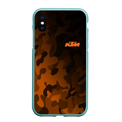 Чехол iPhone XS Max матовый KTM КТМ CAMO RACING / 3D-Мятный – фото 1