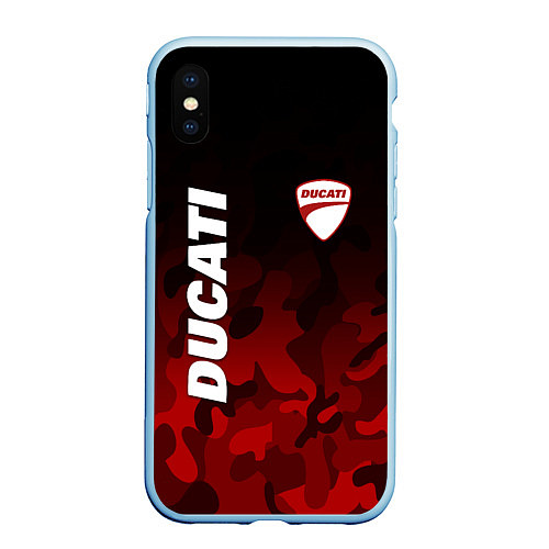 Чехол iPhone XS Max матовый DUCATI ДУКАТИ КАМУФЛЯЖ / 3D-Голубой – фото 1