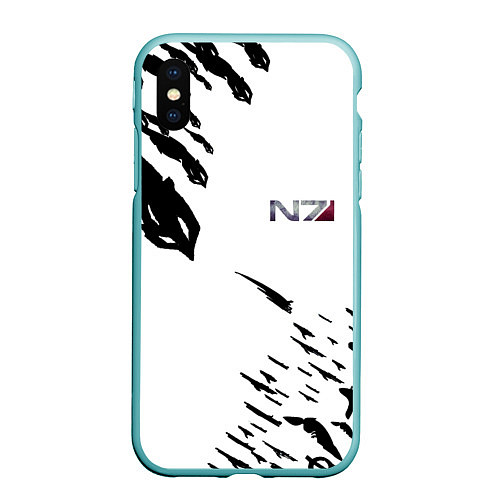 Чехол iPhone XS Max матовый MASS EFFECT ПОСЛЕДНИЙ БОЙ БЕЛ / 3D-Мятный – фото 1