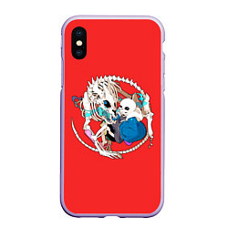 Чехол iPhone XS Max матовый Снас и дракон, цвет: 3D-светло-сиреневый