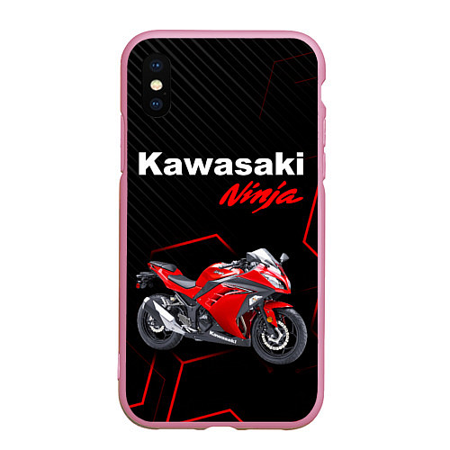Чехол iPhone XS Max матовый KAWASAKI NINJA КАВАСАКИ / 3D-Розовый – фото 1