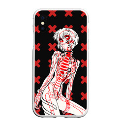 Чехол iPhone XS Max матовый Ева 00 Аянами Рей в X Ray, цвет: 3D-белый