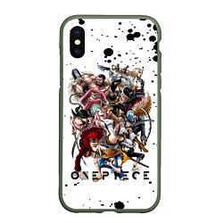 Чехол iPhone XS Max матовый Пираты One Piece Большой куш, цвет: 3D-темно-зеленый