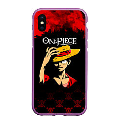 Чехол iPhone XS Max матовый Луффи One Piece Большой куш, цвет: 3D-фиолетовый