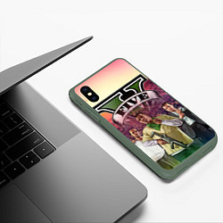 Чехол iPhone XS Max матовый GTA V TEAM FOREVER AND EVER, цвет: 3D-темно-зеленый — фото 2
