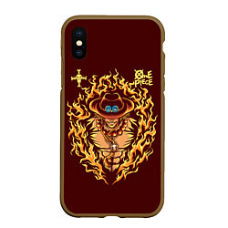 Чехол iPhone XS Max матовый One Piece Портгас Д Эйс в огне, цвет: 3D-коричневый