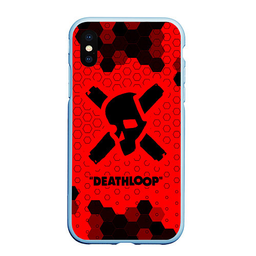 Чехол iPhone XS Max матовый Deathloop - Череп - Соты / 3D-Голубой – фото 1