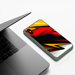 Чехол iPhone XS Max матовый КРАСНО-ЖЕЛТЫЙ СПОРТ SPORT, цвет: 3D-темно-зеленый — фото 2