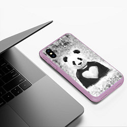 Чехол iPhone XS Max матовый Панда Любовь Сердце Меланж, цвет: 3D-сиреневый — фото 2