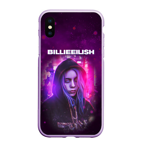 Чехол iPhone XS Max матовый BILLIE EILISH GLITCH Z / 3D-Сиреневый – фото 1