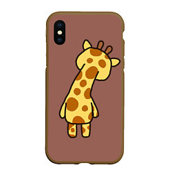 Чехол iPhone XS Max матовый Милый жираф со спины, цвет: 3D-коричневый