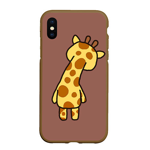 Чехол iPhone XS Max матовый Милый жираф со спины / 3D-Коричневый – фото 1