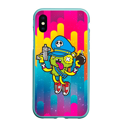 Чехол iPhone XS Max матовый Crazy Bomberman / 3D-Мятный – фото 1