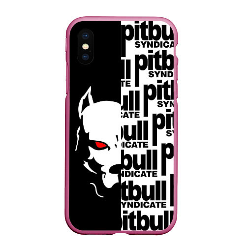 Чехол iPhone XS Max матовый PITBULL SYNDICATE ПИТБУДЬ / 3D-Малиновый – фото 1