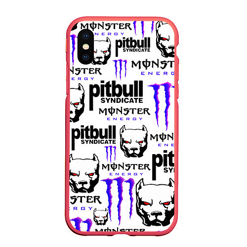 Чехол iPhone XS Max матовый PITBULL SYNDICATE X MONSTER / 3D-Красный – фото 1