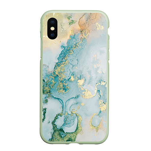 Чехол iPhone XS Max матовый Абстрактный мрамор / 3D-Салатовый – фото 1