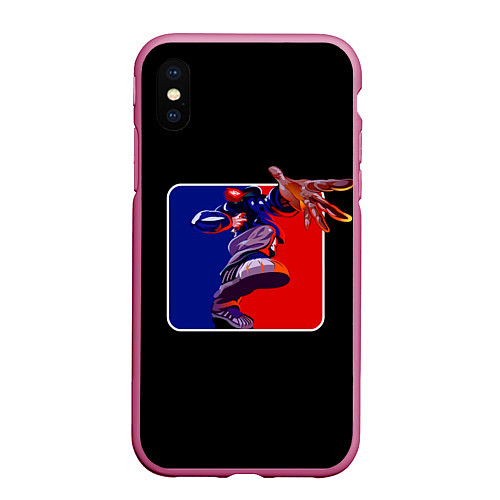Чехол iPhone XS Max матовый Logo LB / 3D-Малиновый – фото 1