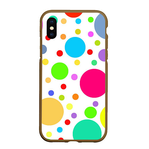 Чехол iPhone XS Max матовый Polka dot / 3D-Коричневый – фото 1