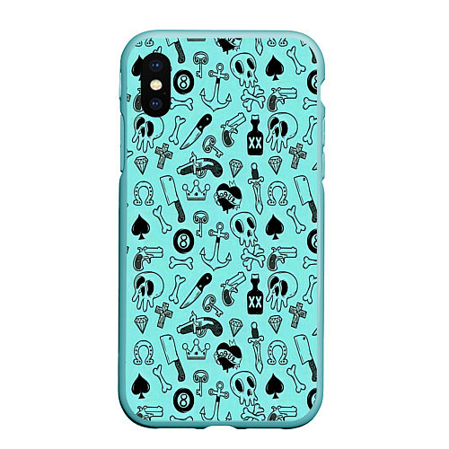 Чехол iPhone XS Max матовый SkullS / 3D-Мятный – фото 1