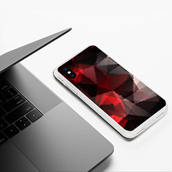 Чехол iPhone XS Max матовый Серо-красная абстракция, цвет: 3D-белый — фото 2