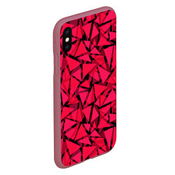 Чехол iPhone XS Max матовый Красно-черный полигональный, цвет: 3D-малиновый — фото 2