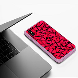 Чехол iPhone XS Max матовый Красно-черный полигональный, цвет: 3D-сиреневый — фото 2