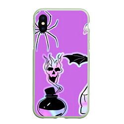 Чехол iPhone XS Max матовый Зелье смерти,паук-Holographica, цвет: 3D-салатовый