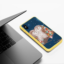 Чехол iPhone XS Max матовый Ночные обнимашки, цвет: 3D-желтый — фото 2