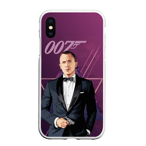 Чехол iPhone XS Max матовый Агент 007 Джеймс Бонд / 3D-Белый – фото 1