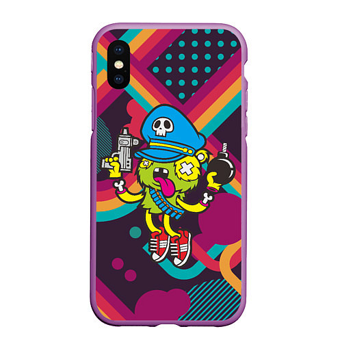 Чехол iPhone XS Max матовый Crazy Bomberman / 3D-Фиолетовый – фото 1