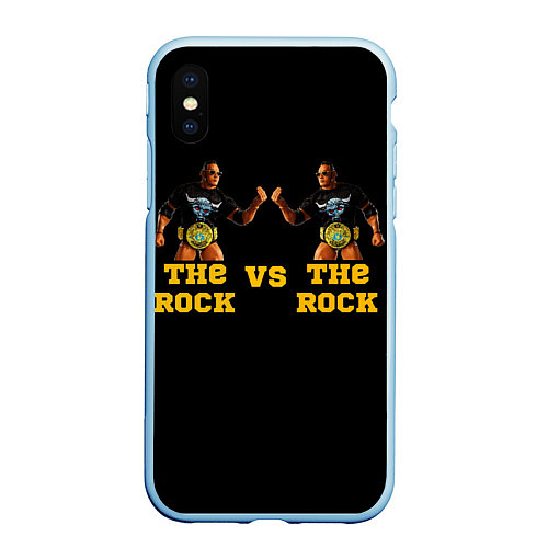 Чехол iPhone XS Max матовый The ROCK VS The ROCK / 3D-Голубой – фото 1