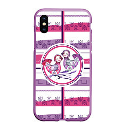 Чехол iPhone XS Max матовый Птички Сирин Близнецы, цвет: 3D-фиолетовый