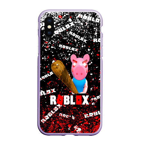 Чехол iPhone XS Max матовый Roblox piggyСвинка Пигги / 3D-Светло-сиреневый – фото 1